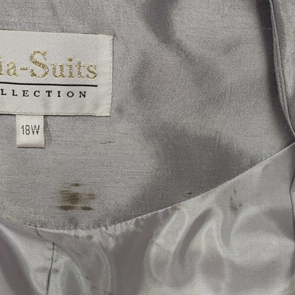 MIA SUITS COLLECTION SILVER FORMAL WOMENS 3 PC SKIRT SUIT SIZE 18W - Picture 10 of 15